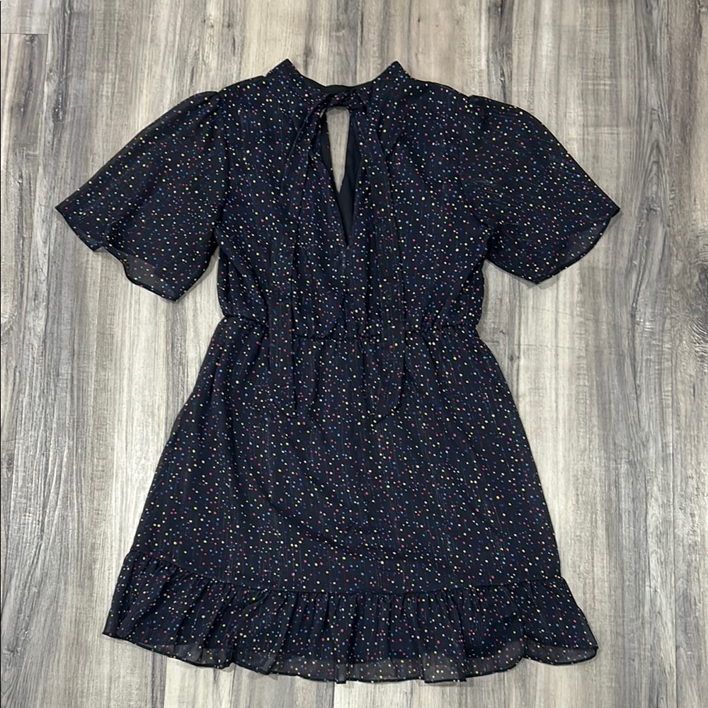 Black Dress with Colorful Polka Dots